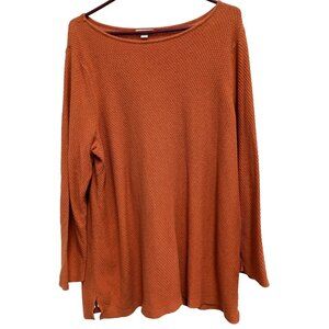J. Jill Womens Tunic Sweater Size XL Orange Textured Pullover Crew Neck Classic